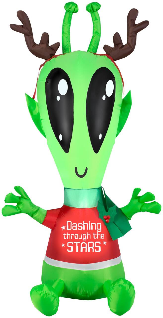 4ft. Airblown® Inflatable Christmas Alien with Antlers